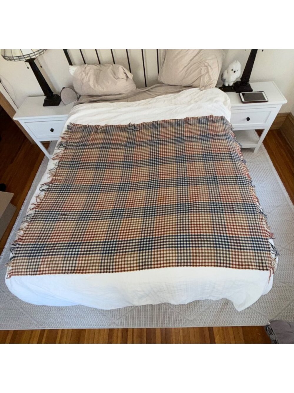 Pendleton Vintage Plaid Fringed Wool Throw Blanket 48" X 60" Multicolor Check Pa